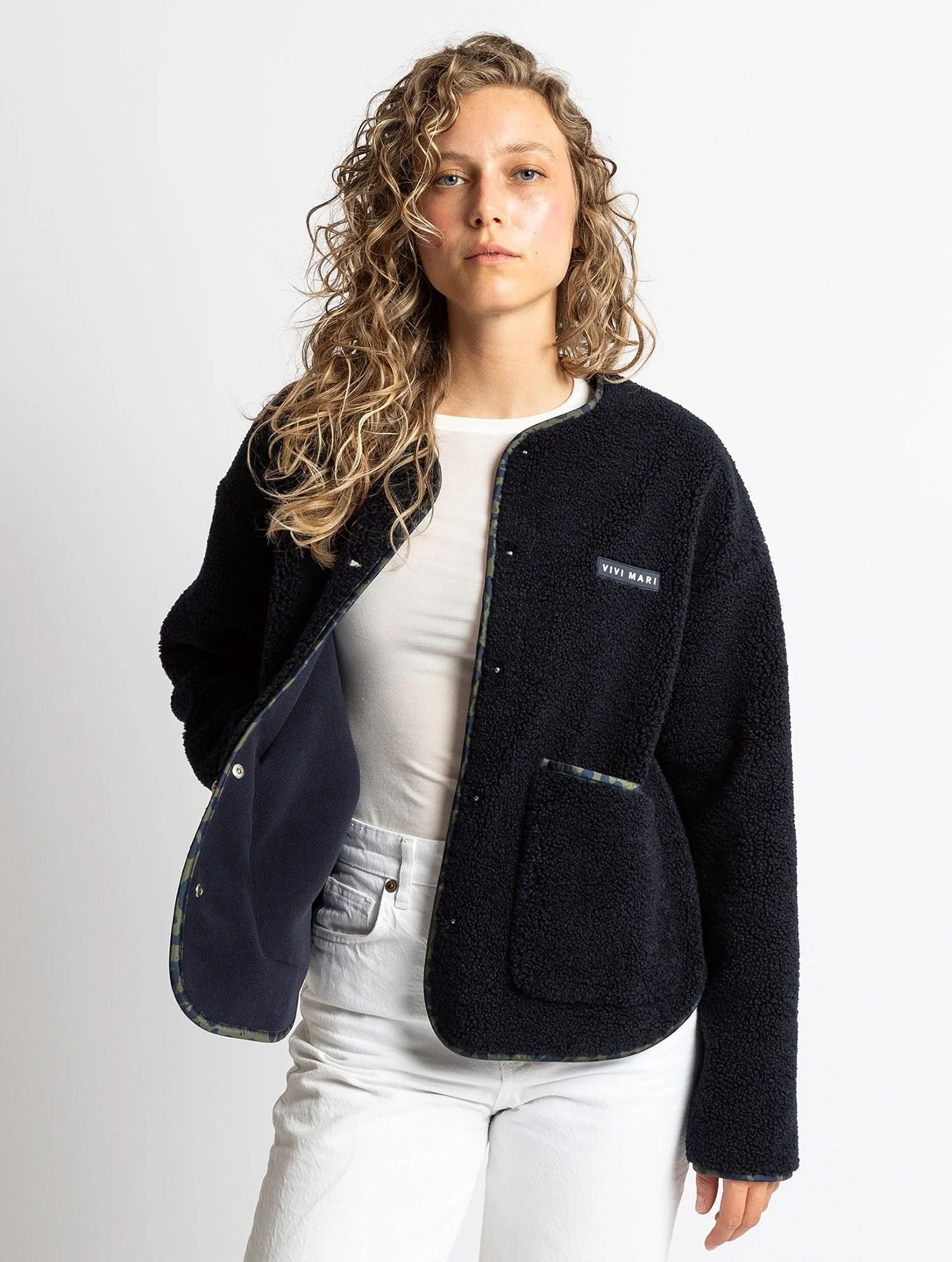 Teddy Fleece Jacket - Navy