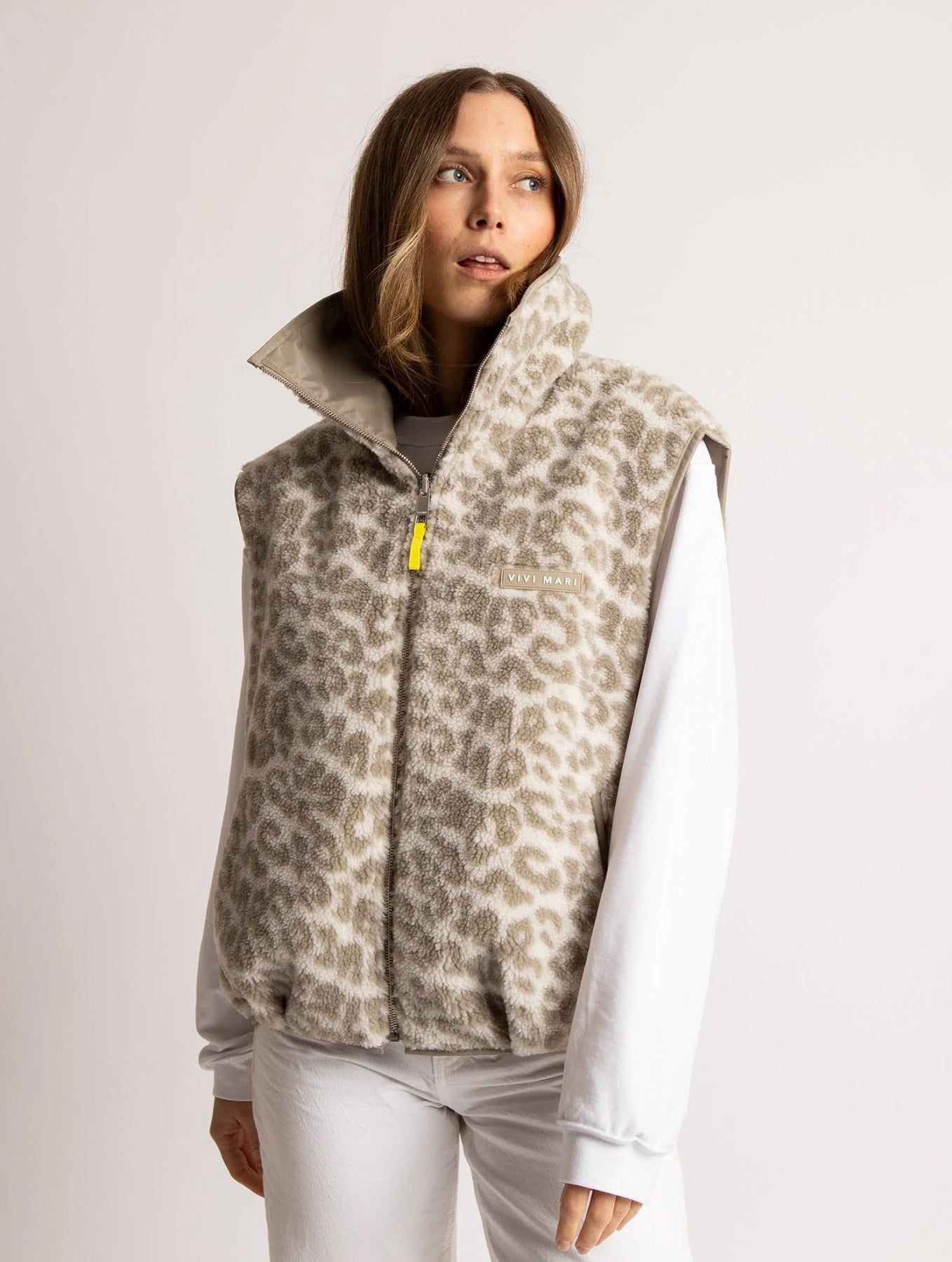 Reversible Bomber Vest - Stone/Leo Sand-Stone