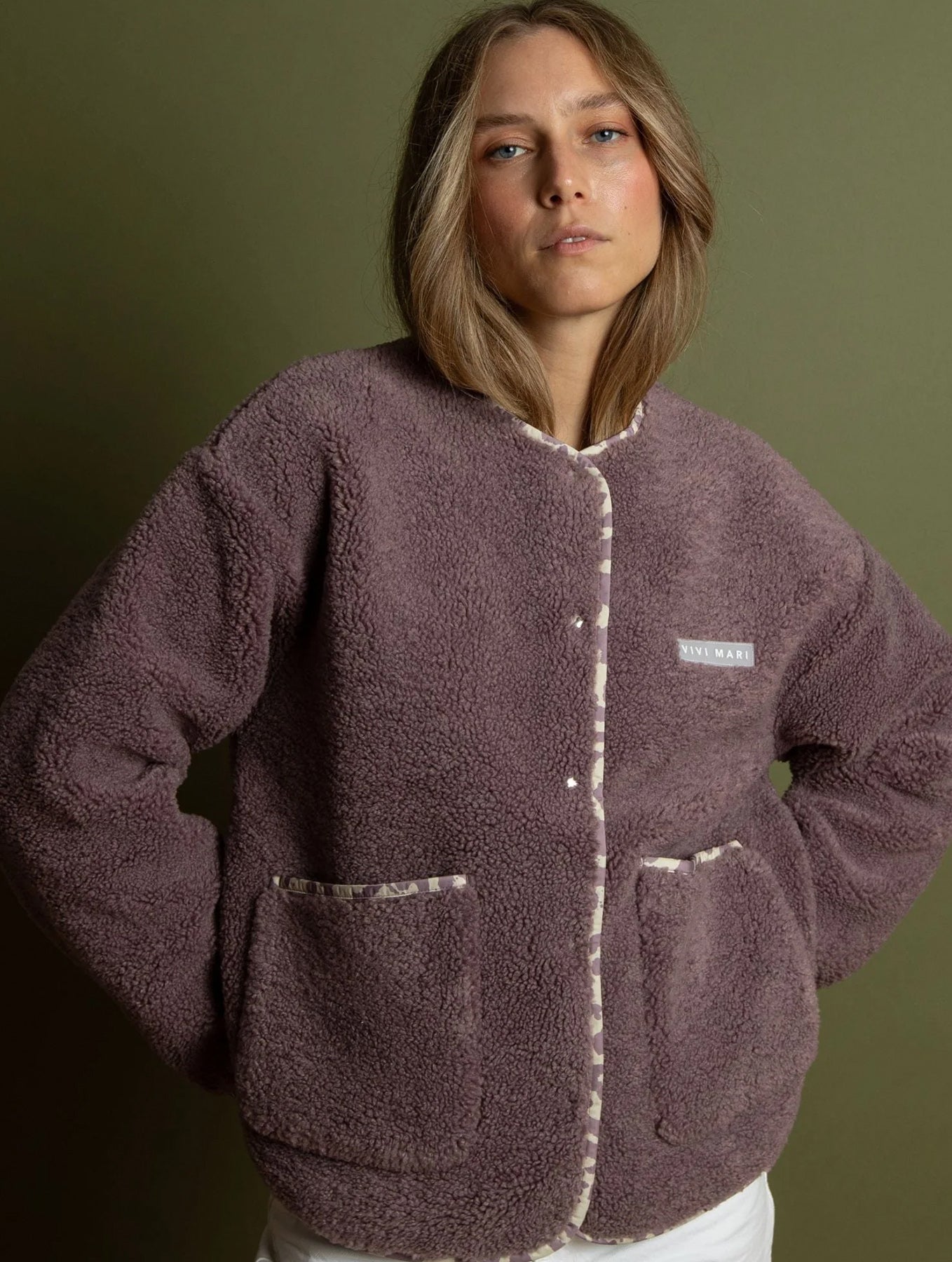 Teddy Fleece Jacket - Ash Plum