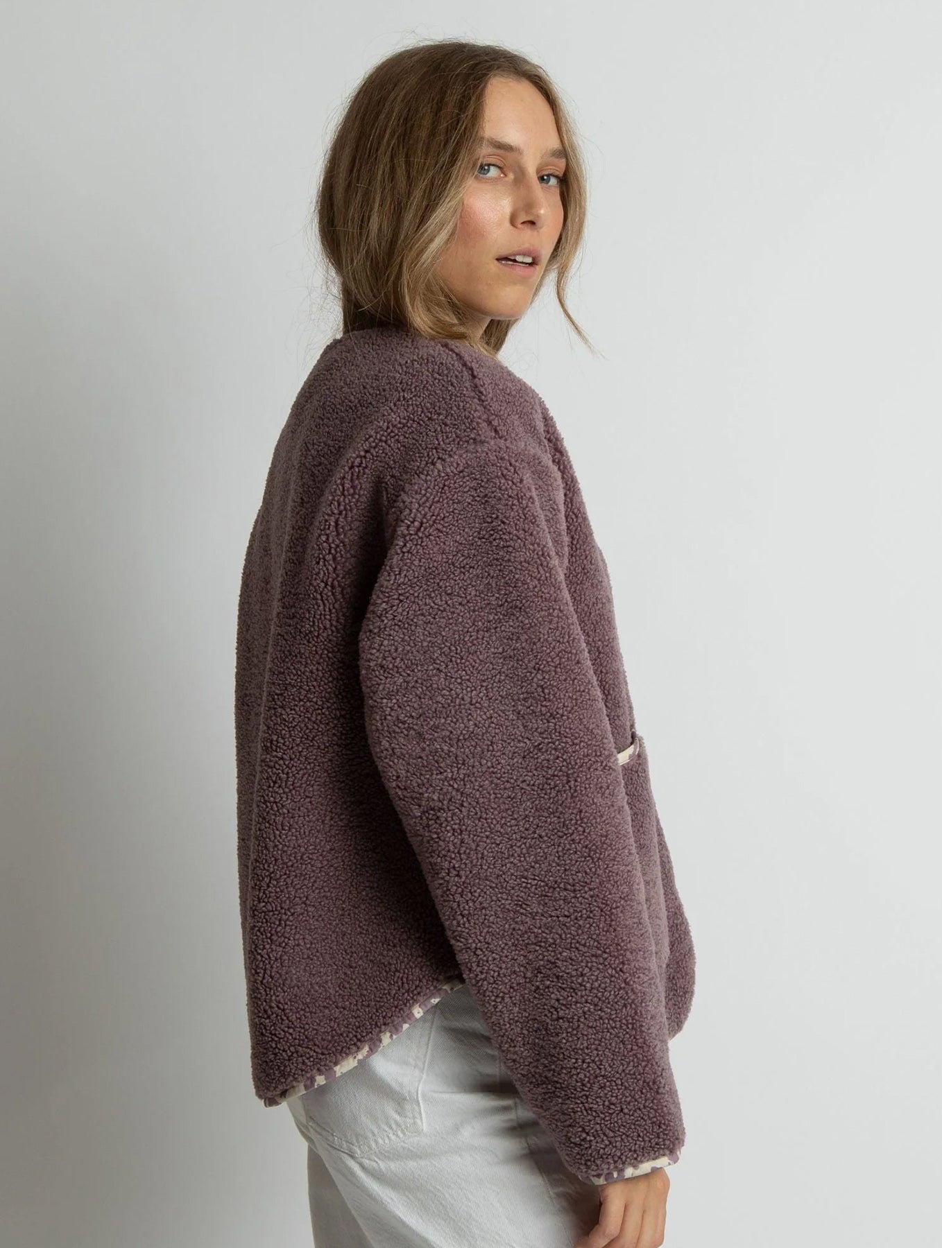 Teddy Fleece Jacket - Ash Plum