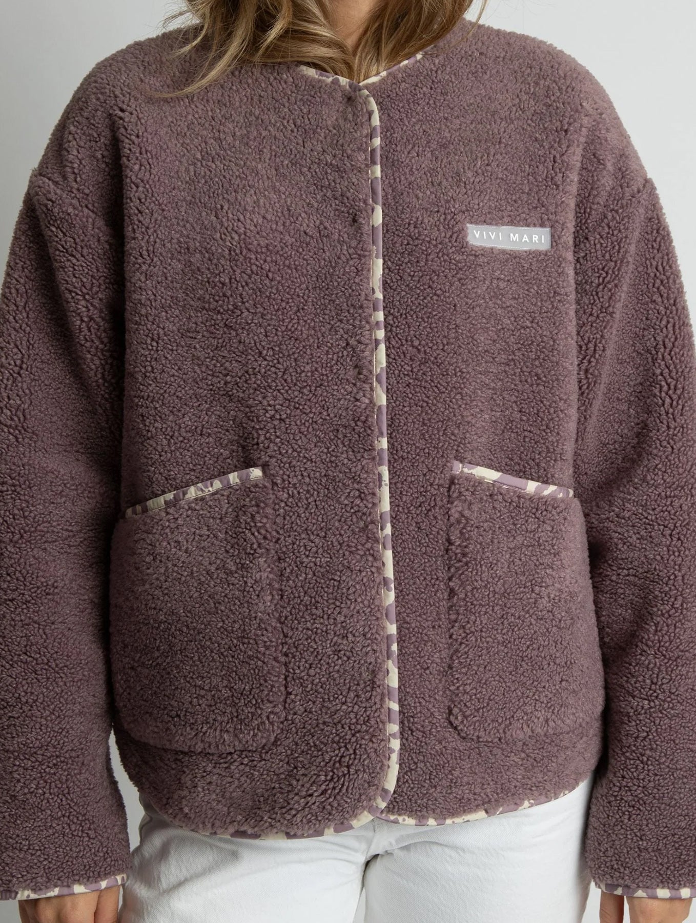 Teddy Fleece Jacket - Ash Plum