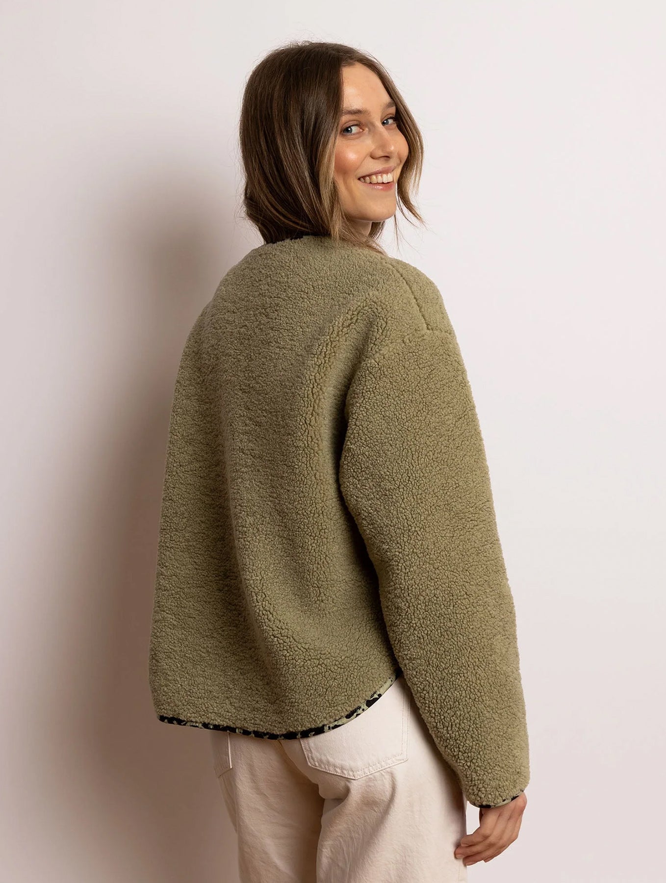 Teddy Fleece Jacket - Pale Olive