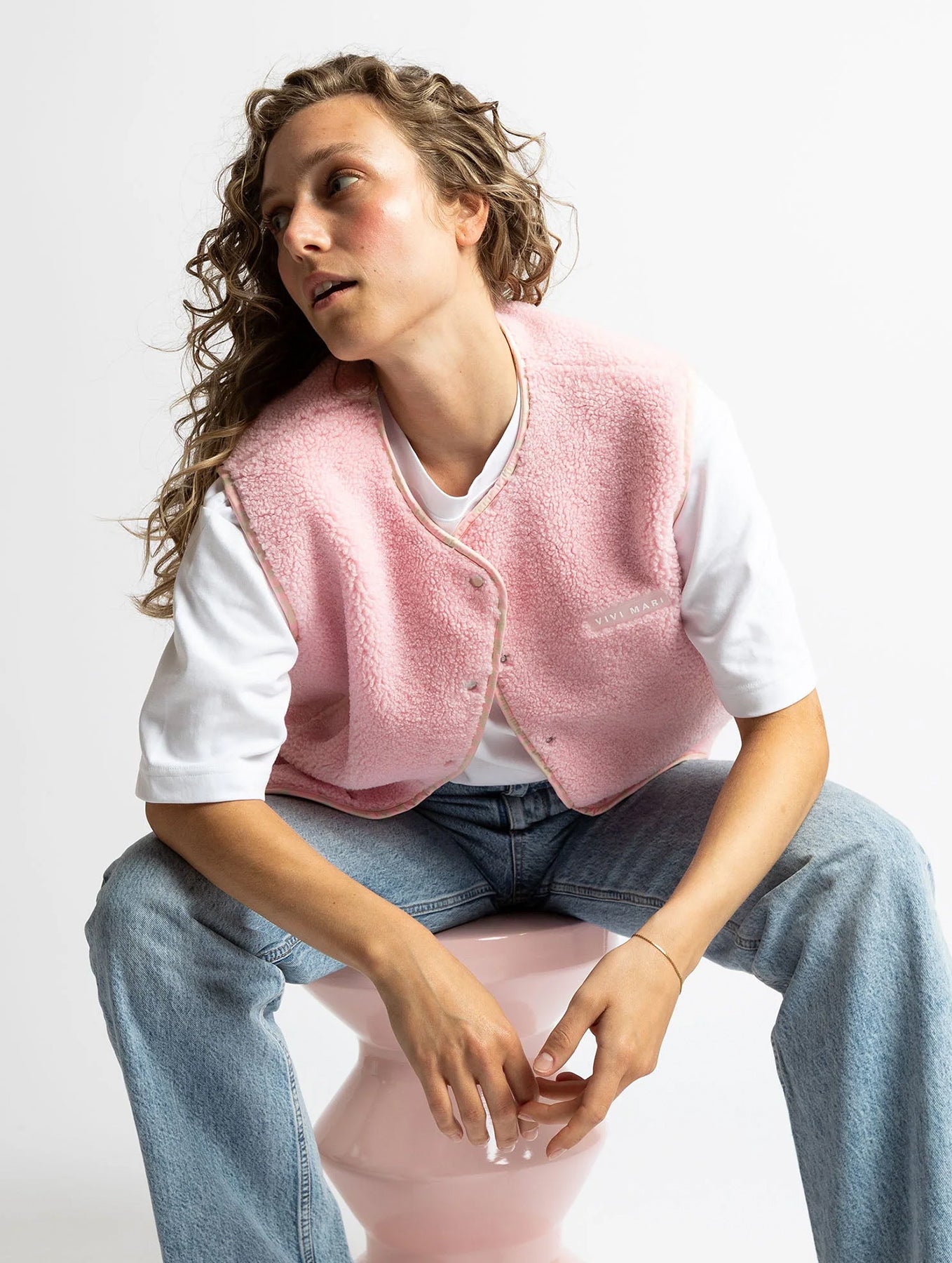 Teddy Fleece Vest - Candy Pale Pink