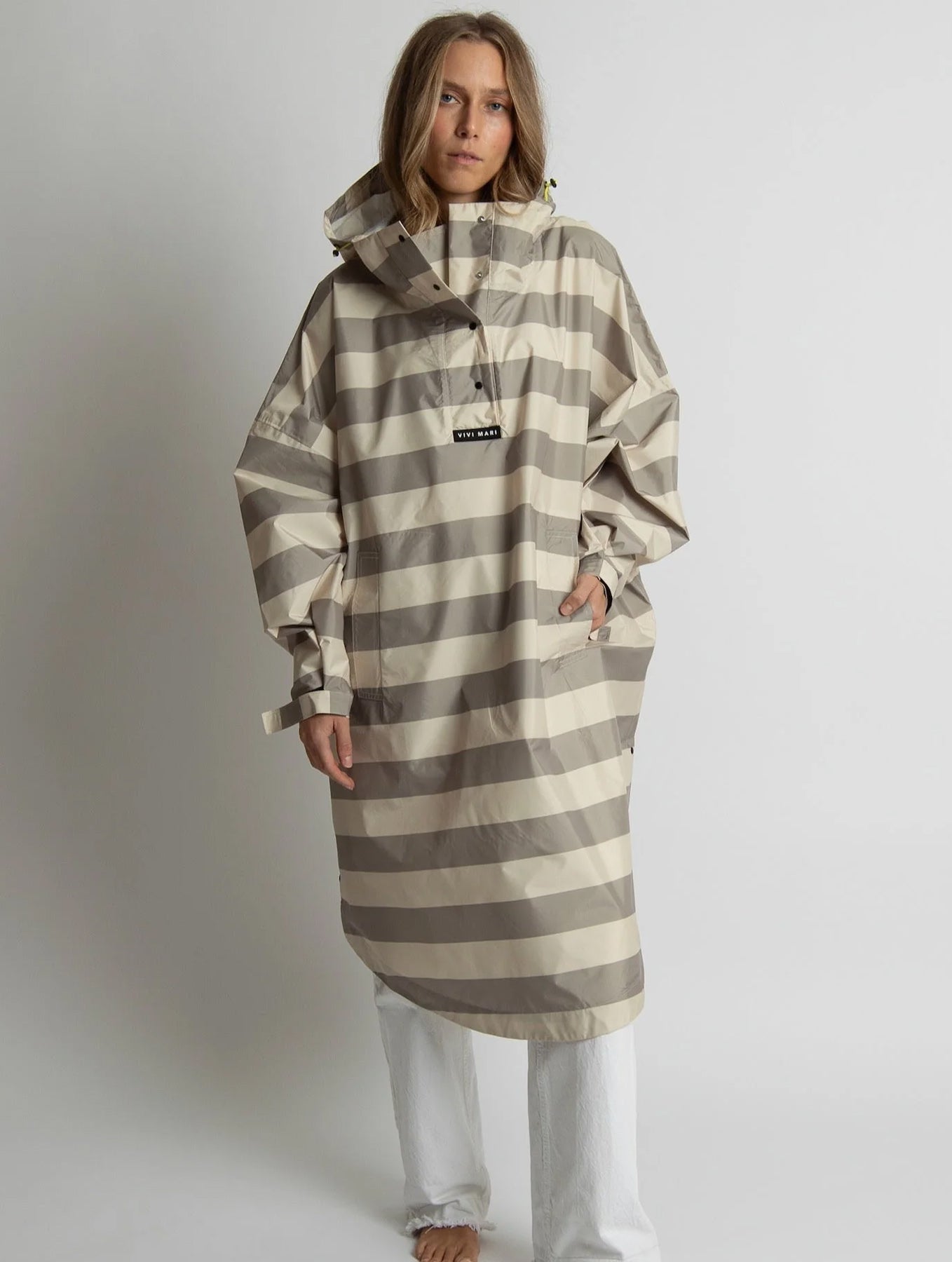 Raincoat Bold Stripes - Mushroom/Sand