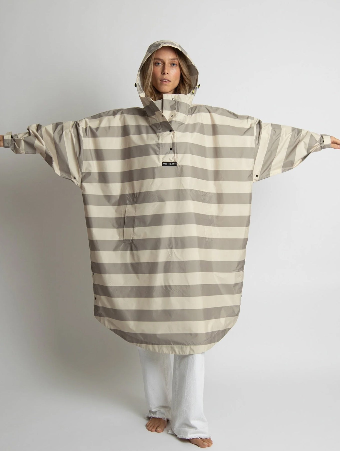 Raincoat Bold Stripes - Mushroom/Sand