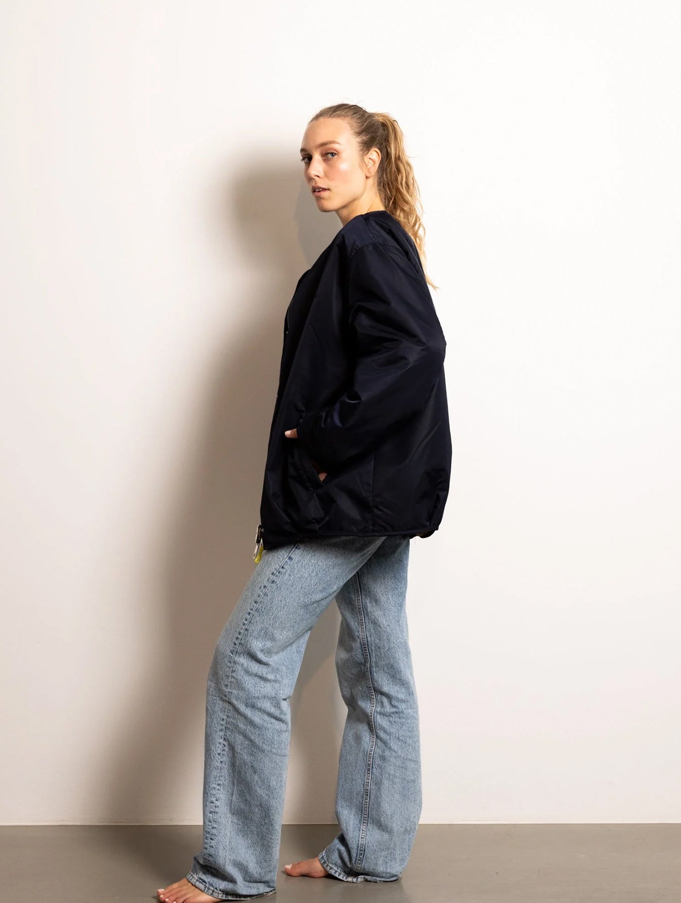 Reversible Bomber Jacket - Navy/Caramel