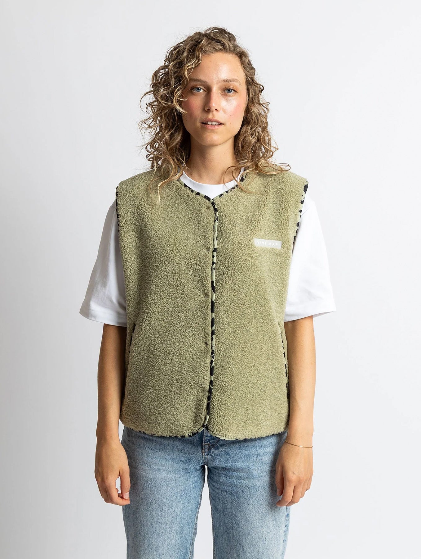Teddy Fleece Vest - Pale Olive
