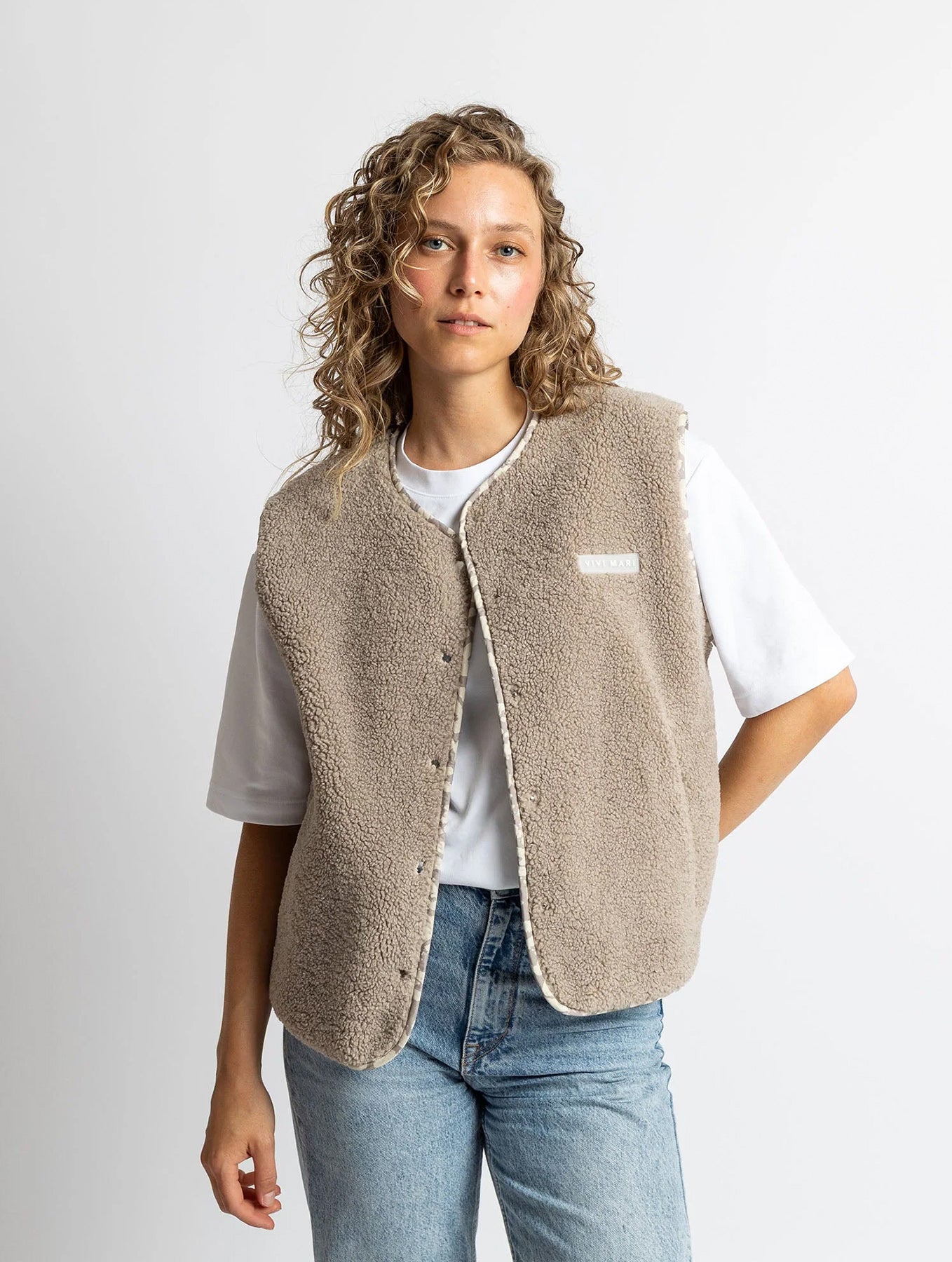 Teddy Fleece Vest - Mushroom