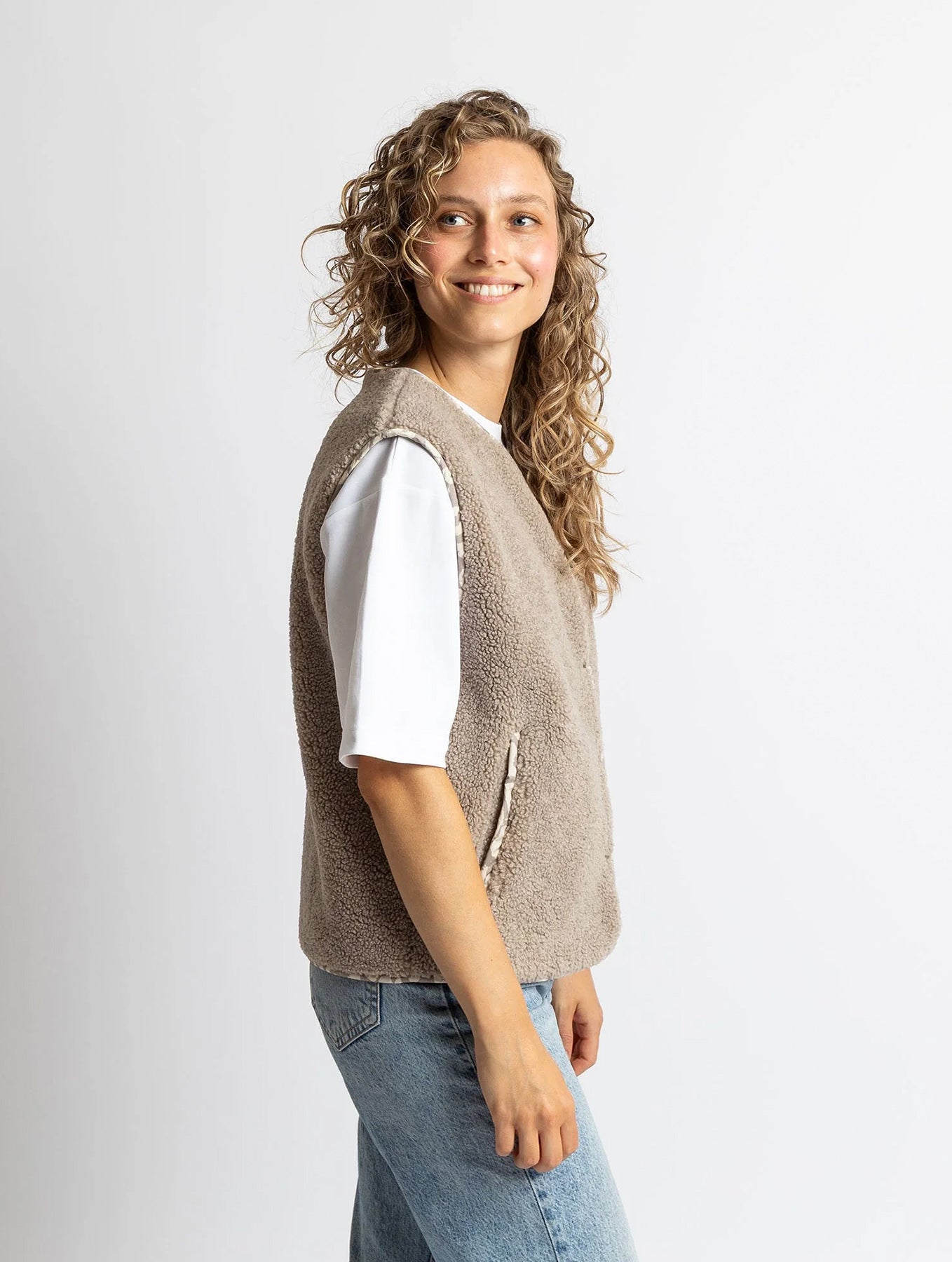 Teddy Fleece Vest - Mushroom