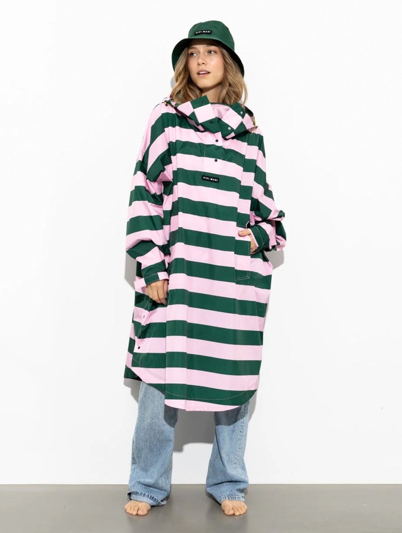 Raincoat Bold Stripes - Green/Rosé