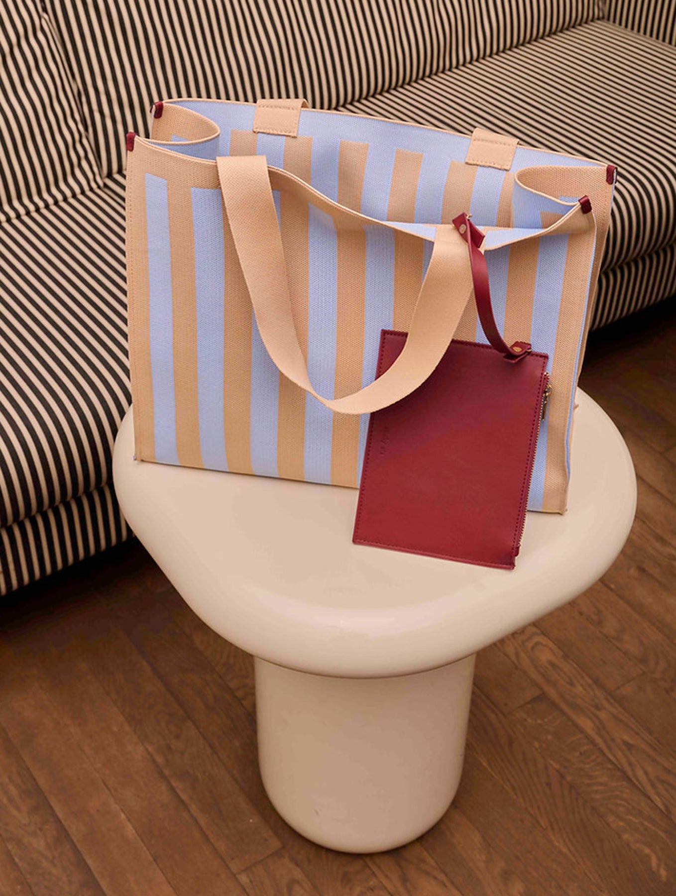 Shopper - Knitted Stripes | Marzipan + Sky