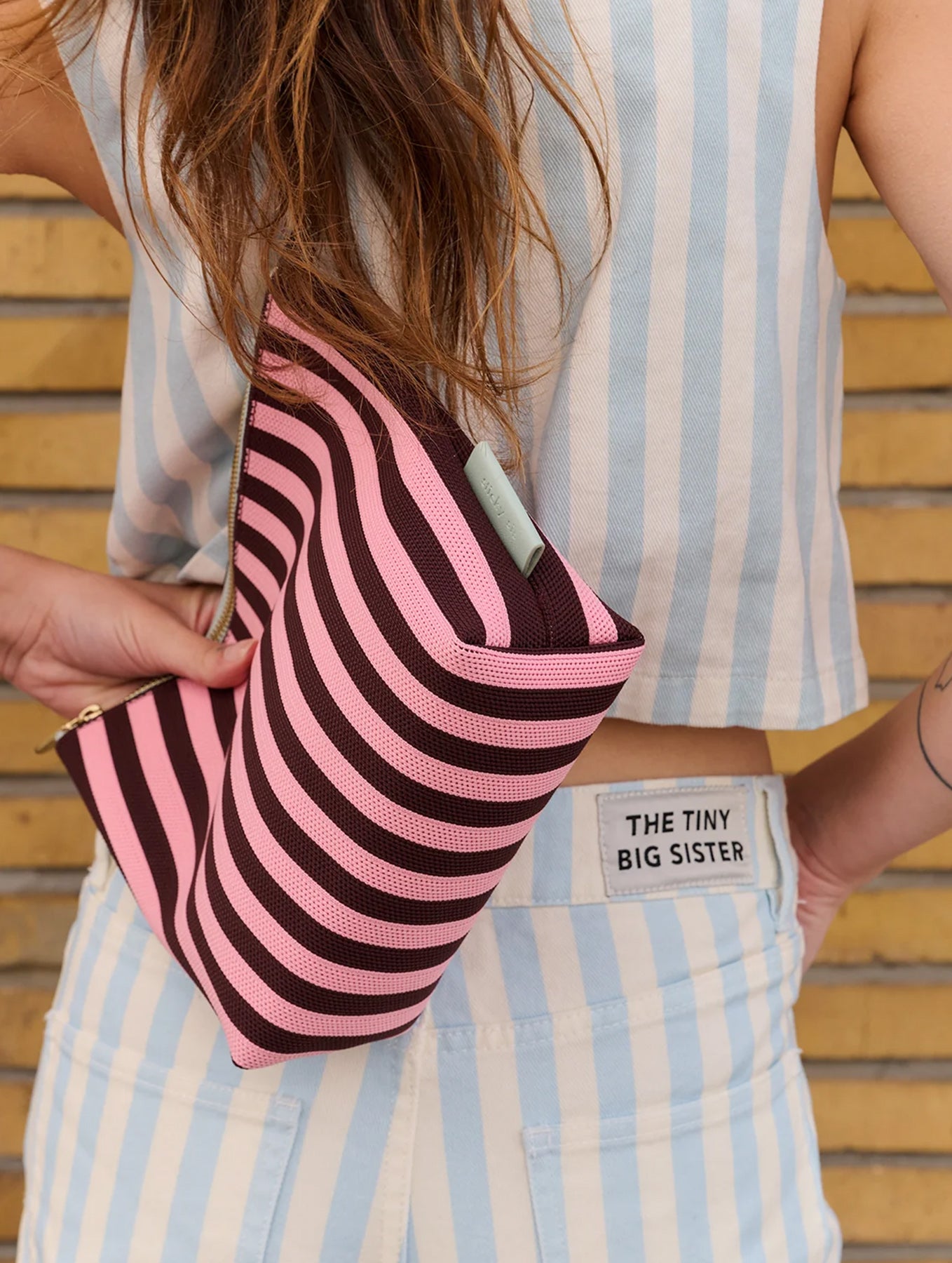 Kosmetiktasche - Knitted Stripes | Chocolate + Bubblegum