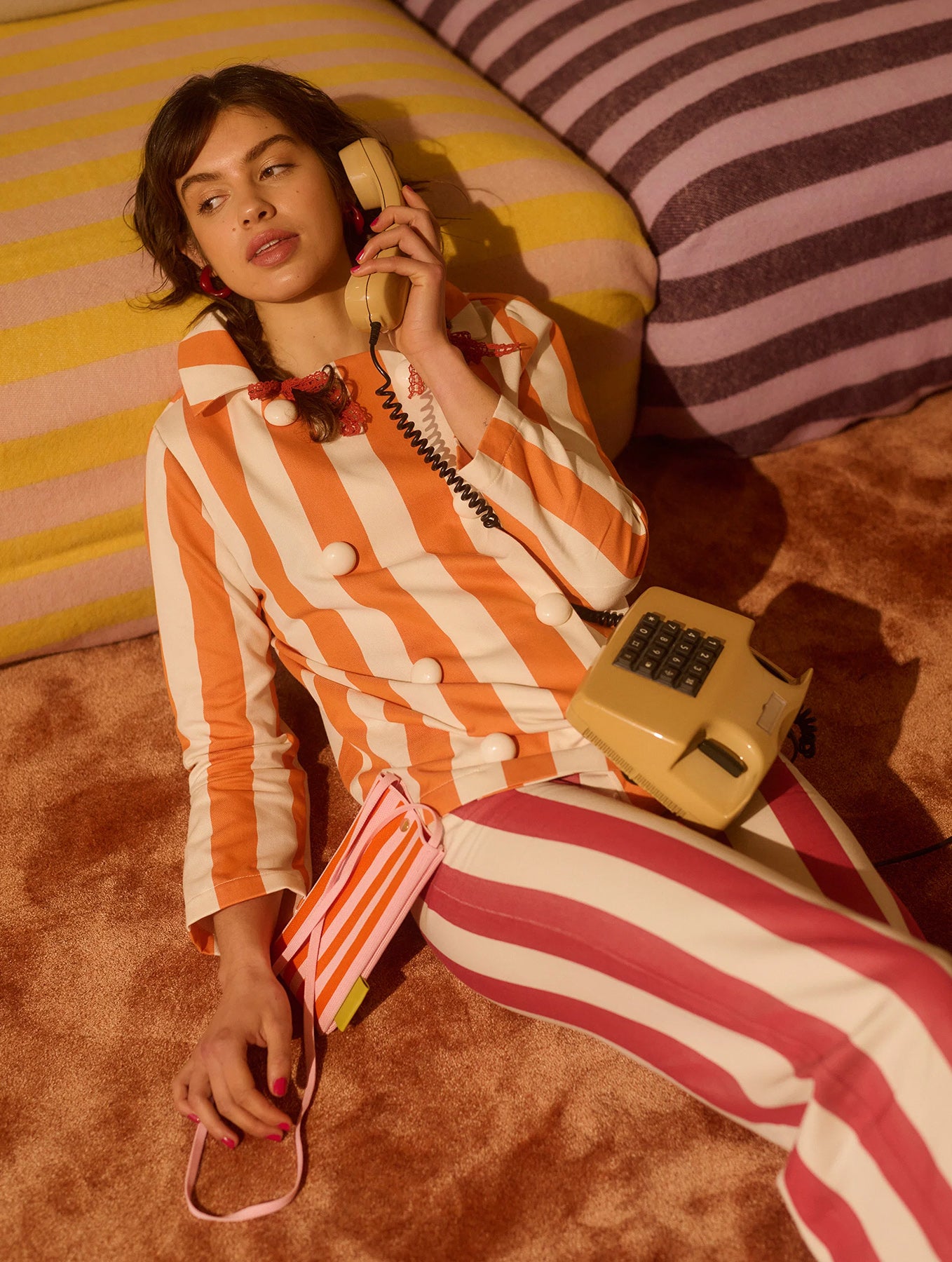 Handytasche - Knitted Stripes | Cérise + Ballet