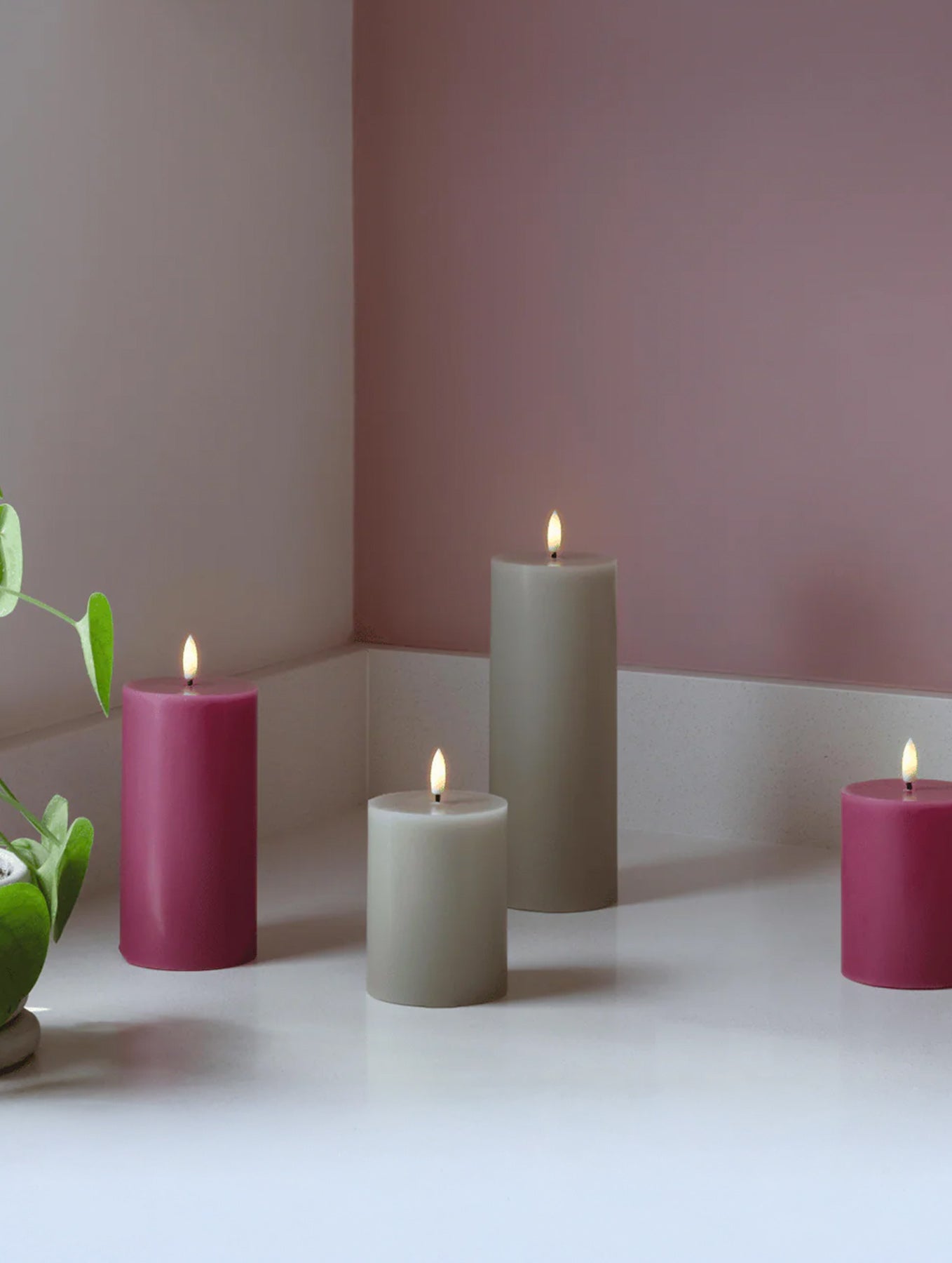 LED-Stumpenkerze - Vintage Rose