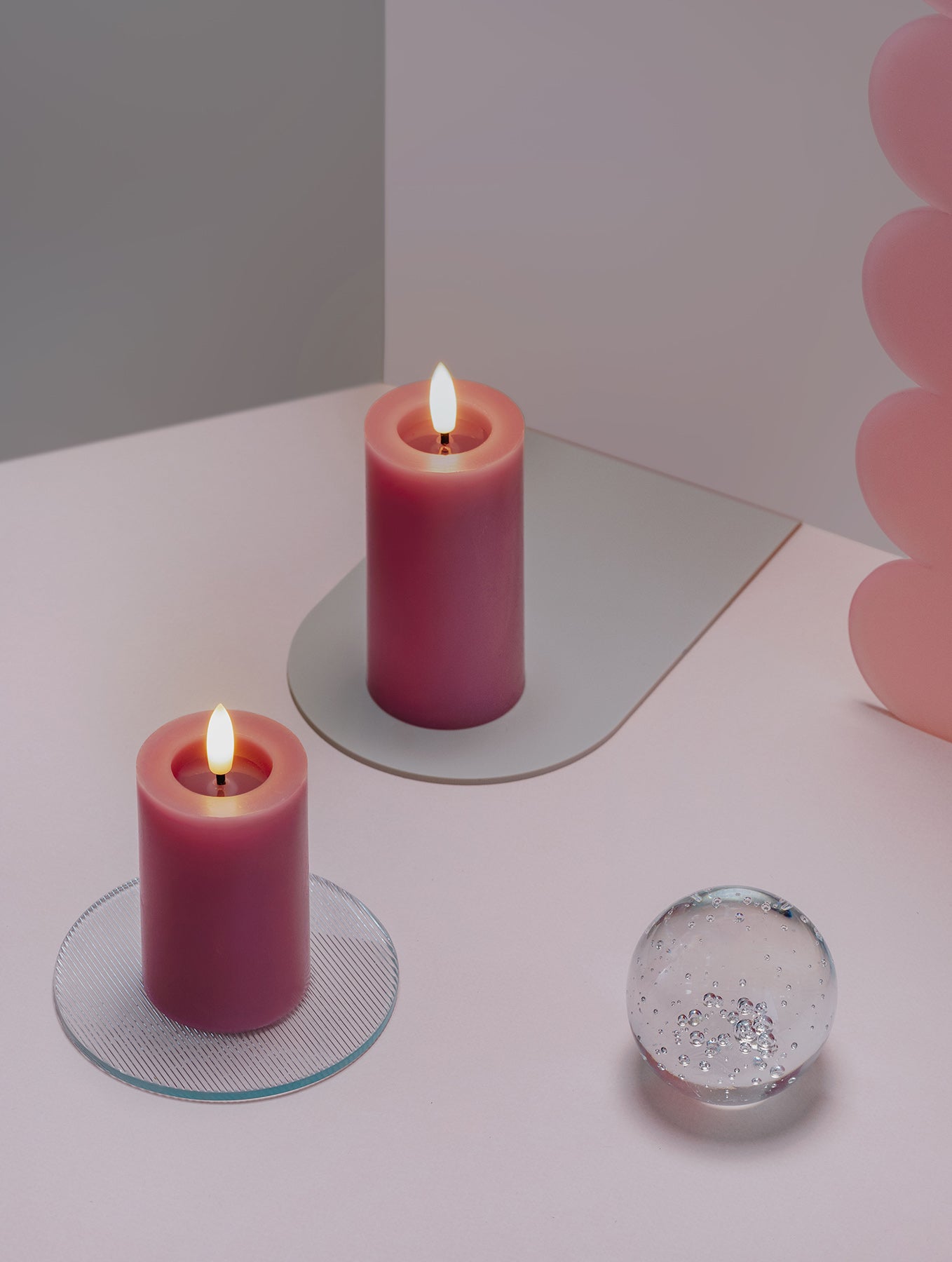 LED-Stumpenkerze - Vintage Rose