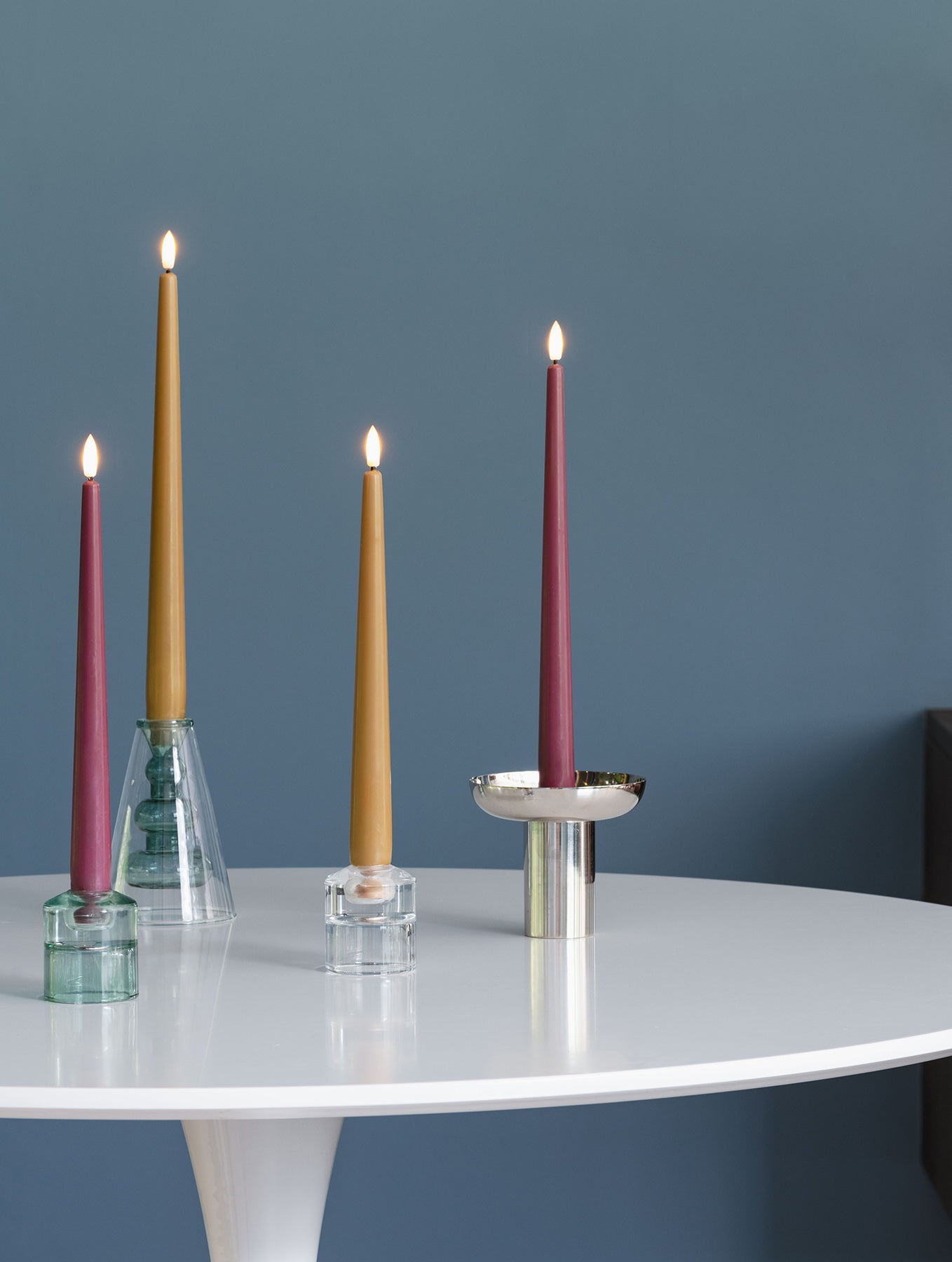 LED-Stabkerzen 2er-Set - Vintage Rose