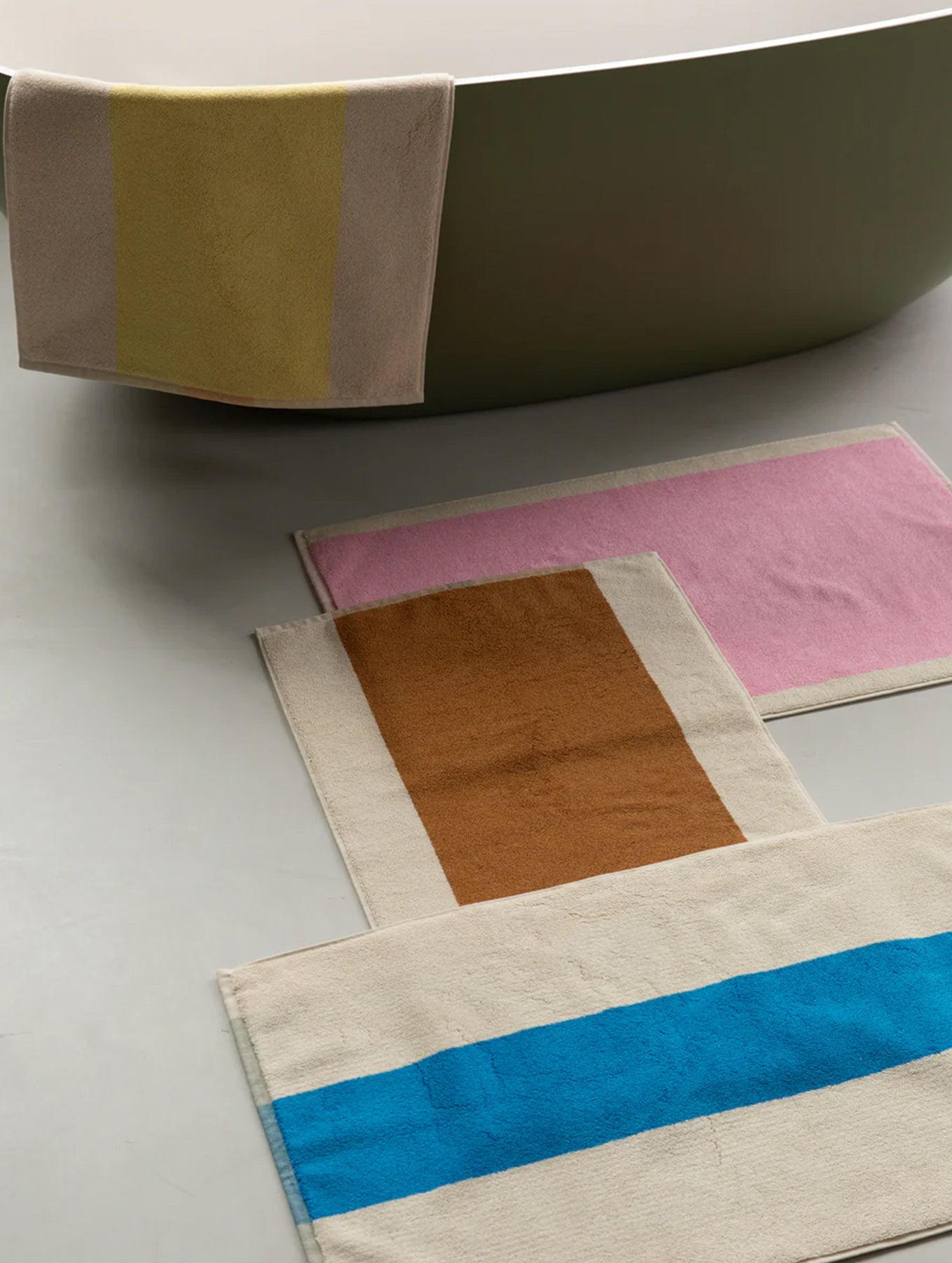 Badematte - Pink -Olive