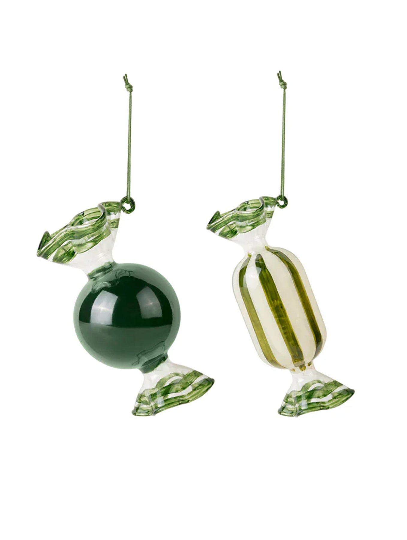 "Candy" Weihnachtsanhänger aus Glas - 2er-Set