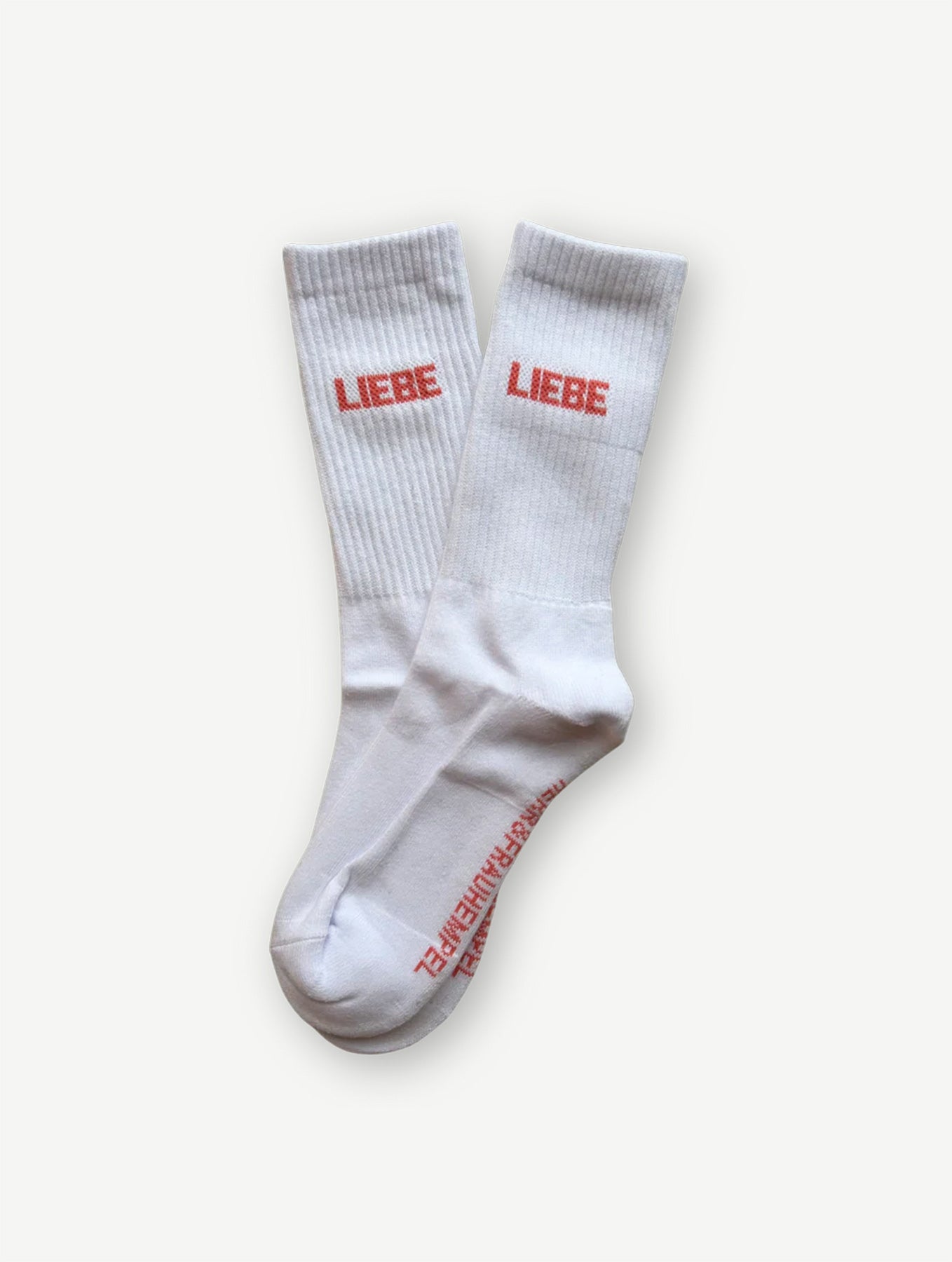 Socken "Liebe" - Coral/Weiß