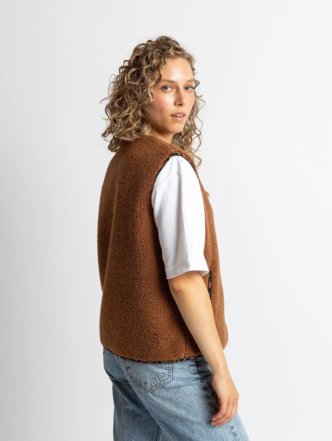 Teddy Fleece Vest - Caramel