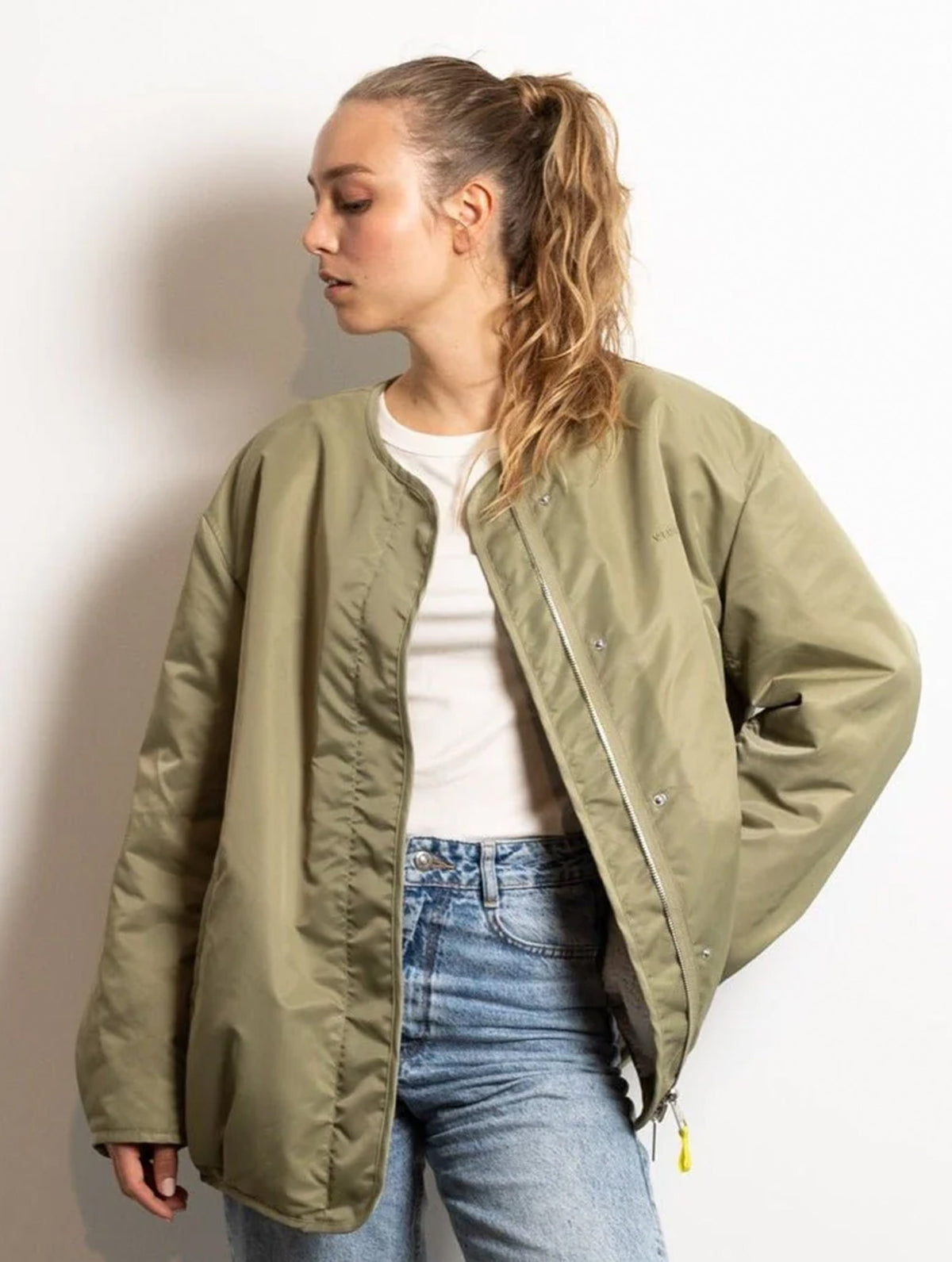 Reversible Bomber Jacket - Pale Olive/Sand